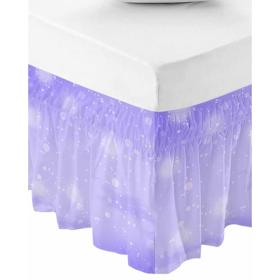 Purple Wrap Around Bed Skirts for Queen Bed 16" Drop,Bed Skirt with Adjustable Elastic Belt Dust Ruffle Bed Valance for Bedroom Hotel Modern Romantic Gradient Abstract Circle Texture Bed Frame Cover