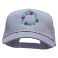 thumbnail image 1 of Purple Wreath Five Panels Pro Style Trucker Mesh Cap - Grey OSFM, 1 of 5