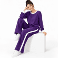 Puple Set Outfit Purple X-Large Two Piece Air-Layer Knit Blend Lounge Outfit Set ...