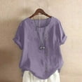 thumbnail image 1 of Purple XXXL WIZUTIZ T Shirts for Women Casual Fashion Ladies Tshirts Plus Size Cotton Linen Sports Tops Round Neck Ultra Soft Short Sleeve Blouse Solid Tshirt Tee Shirts, 1 of 4