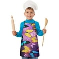thumbnail image 1 of Purple Yellow Blue Butterfly Pattern Kids Aprons for Girls and Boys,Adjustable Neck Strap Toddler Aprons for Kids Cooking Baking, 1 of 6