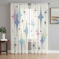 thumbnail image 1 of Purple Yellow Diamond Sheer Curtains 96 Inch Length 2 Panels Set Window Treatments, Modern Geometric Middle Century Rod Pocket Semi Curtains for Living Room/Bedroom/Kitchen Décor, 104"W x 96"L, 1 of 7