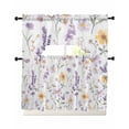 thumbnail image 1 of Purple Yellow Flowers Swag Curtains for Living Room/Bedroom Windows, Spring Pastoral Botanical Floral Kitchen Curtains and Valances Set 36 Inch Length, Light Filtering Swags Valance Curtain Panels, 1 of 5