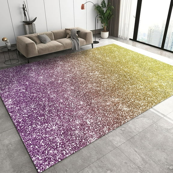 Purple Yellow Gradient Pattern Area Rug, Trendy Beautiful Square Carpet Outdoor Indoor Washable Rug, Art Floor Mat Indoor Rugs Soft Mats for Bedroom Living Room 2x3ft