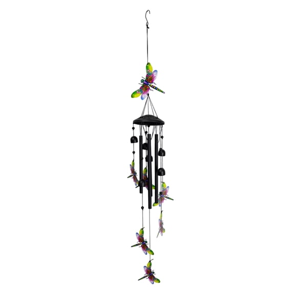 Purple Yellow Hand Painted Dragonfly Metal Wind Chime Wall Hanging Decor Rust Resistant Sturdy Structure for Patio Balcony Garden Indoor Space