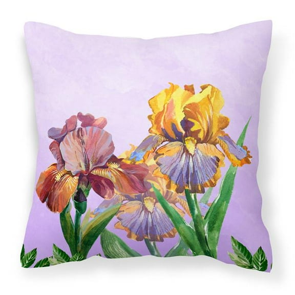 Purple & Yellow Iris Fabric Decorative Pillow