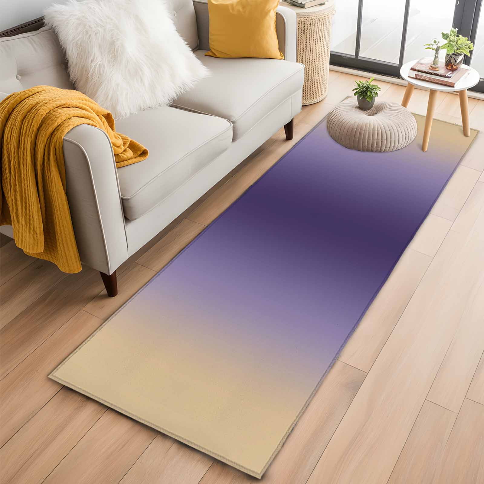 Purple Yellow Ombre 2'x6' Runner Rugs for Hallway Kitchen Bedside Non Slip Washable, Farmhouse Modern Gradient Art Entryway Rug Runners with Rubber Backing, Long Carpet Runner for Laundry Room