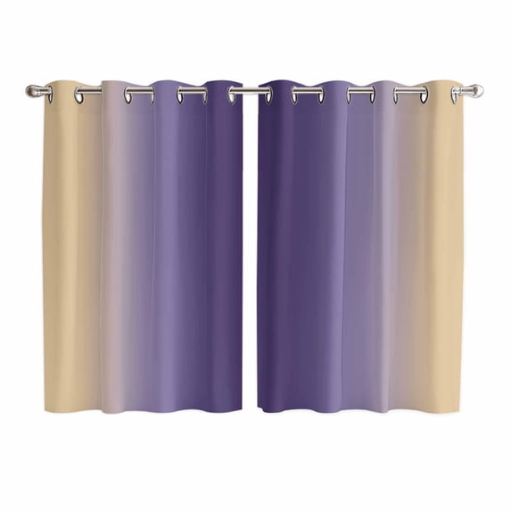 Purple Yellow Ombre Kitchen Curtains Window Panels, Farmhouse Modern Gradient Art Insulated Window Treatment Curtain, Grommet Curtains for Bedroom/Living Room/Bathroom, 2 Piece 52"Wx63"L