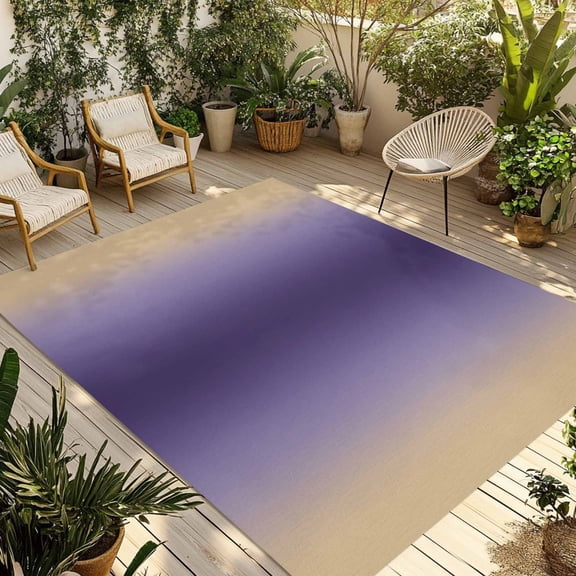 Purple Yellow Ombre Outdoor Rug for Patio/Deck/Porch, Non-Slip Large Area Rug 6 x 9 Ft, Farmhouse Modern Gradient Art Indoor Outdoor Rugs Washable Area Rugs, Reversible Camping Rug Carpet Runner