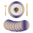 thumbnail image 1 of Purple Yellow Ombre Round 15 Inch Placemats Set of 8, Farmhouse Modern Gradient Art HeatResistant Non Slip Place Mats for Dining Table, Wipeable Braided Kitchen Table Mats for Housewarming, 1 of 9