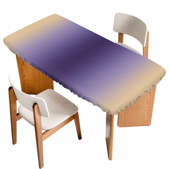 Purple Yellow Ombre Table Cloths for 5 Foot Rectangle Tables, Farmhouse Modern Gradient Art Patio Waterproof Elastic Fitted Tablecloths, Washable Rectangular Table Cover for Camping
