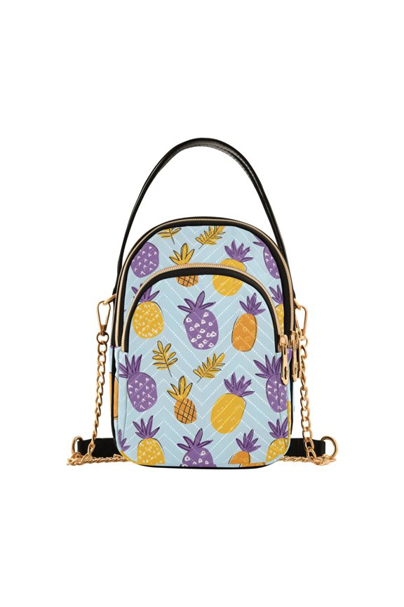 Purple Yellow Pineapple Pattern Women's Crossbody Handbags Leather Crossbody Bags Fanny Pack Chest Bag for Travel