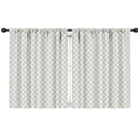 Purple Yellow Plaid White Kids Curtains,Childrens Insulated Curtains Set Of 2,Bedroom Essentials,Teen Room Decor 42"X54"