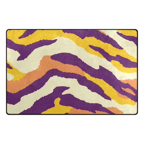 Purple Yellow Tiger Stripes Memory Foam Area Rug 31"x20" Non Slip, Absorbent, Fade Proof for Living Room, Bedroom, Office