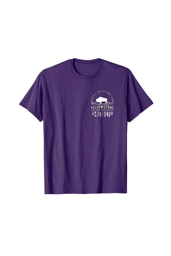 Purple Yellowstone National Park Graphic T-Shirt - 150th Anniversary Souvenir Gift