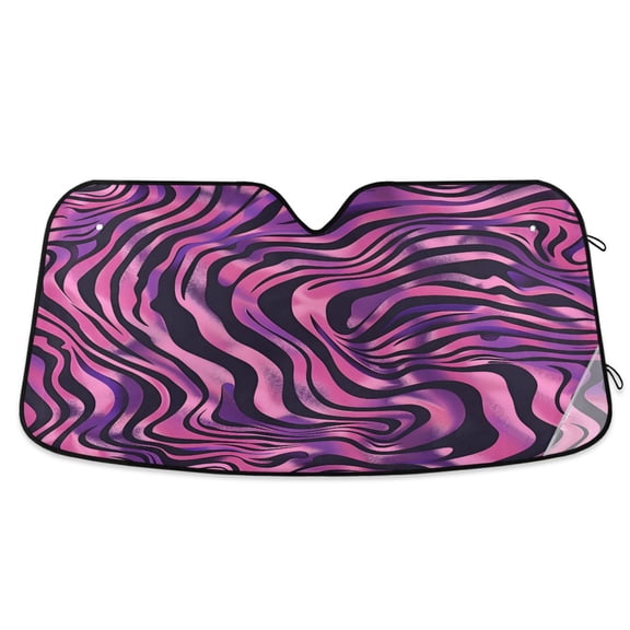 Purple Zebra Stripes Car Windshield Sun Shade Foldable Car Front Window Visor Heat and UV Protection 55x27.6