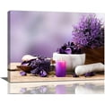 thumbnail image 1 of Purple Zen Wall Art Spa Bathroom Decor Canvas Prints Lavender Candles Stone Painting Pictures Wall Decor Framed Modern Artwork Decor for Bathroom Living Room 12"x16", 1 of 6