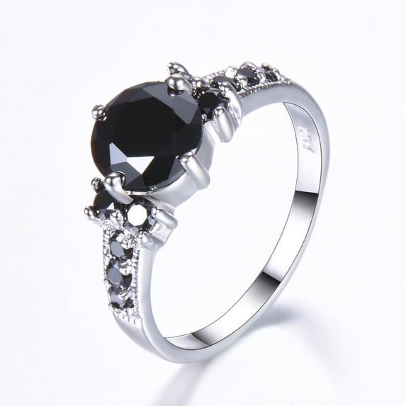 Purple Zircon Diamond Inlay Copper Band Ring Korean Style White Gold Gem Jewelry Fashion Accessory Women Gleam