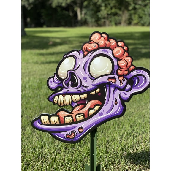 Purple Zombie Face Halloween Yard Decor