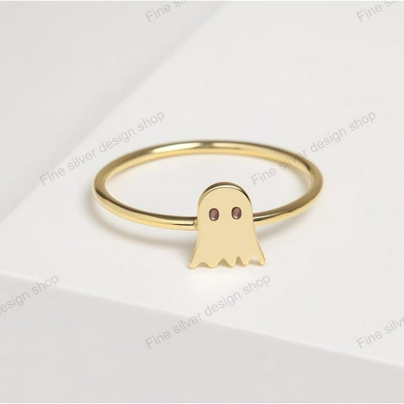 Halloween Spooky Ghost Gold Ring, Custom Funny Ghost Ring, Dainty Ghost Ring, Halloween Cute Ghost Jewelry, Ghost Jewelry, Halloween Gift for Her