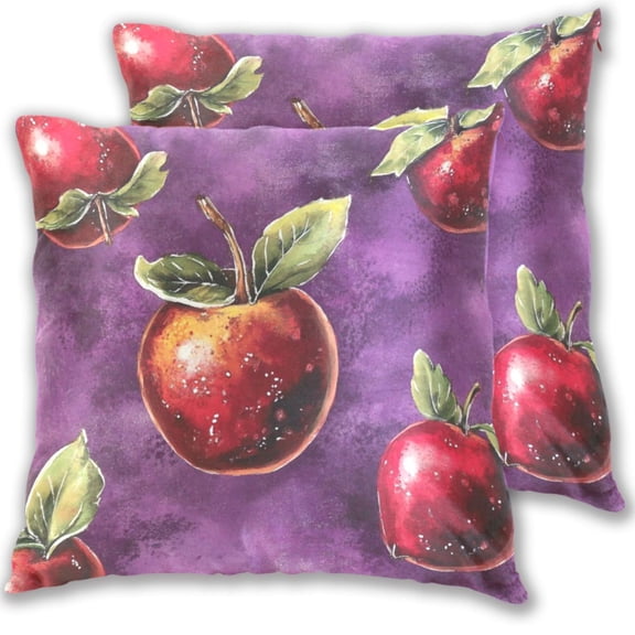 Purple and Apple Throw Pillow Covers 16x16 Inch 2 Packs Decorative Square for Living Room Couch Bed Sofa