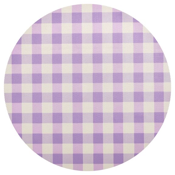 Purple and Beige Gingham Pattern PVC Round Grid Placemat Table Mat 1 Pc 15.4" x 15.4"