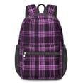 thumbnail image 1 of Purple and Black Checkered Pattern 17" School Backpacks for Teens,Waterproof Oxford Fabric,S-Shape Padded Straps for School,Travel,Hiking,Camping, 1 of 6