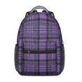 thumbnail image 1 of Purple and Black Checkered Pattern Backpack for School, Cute School Bag with Adjustable Shoulder Straps and Padded Back, 15.3"x11"x6.7", 1 of 5