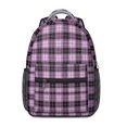 thumbnail image 1 of Purple and Black Checkered Pattern Backpack for School, Cute School Bag with Adjustable Shoulder Straps and Padded Back, 15.3"x11"x6.7", 1 of 5