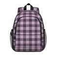 thumbnail image 1 of Purple and Black Checkered Pattern Backpack for School, Cute School Bag with Adjustable Shoulder Straps and Padded Back, 15"x11.42"x5.5", 1 of 5