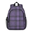 thumbnail image 1 of Purple and Black Checkered Pattern Backpack for School, Cute School Bag with Adjustable Shoulder Straps and Padded Back, 15"x11.42"x5.5", 1 of 5