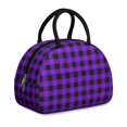 thumbnail image 1 of Purple and Black Checkered Pattern Insulated Lunch Bag,Leakproof Large Capacity Lunch Box for Work,Picnic or Travel,11.4 X 6.7 X 8.3 Inches, 1 of 6
