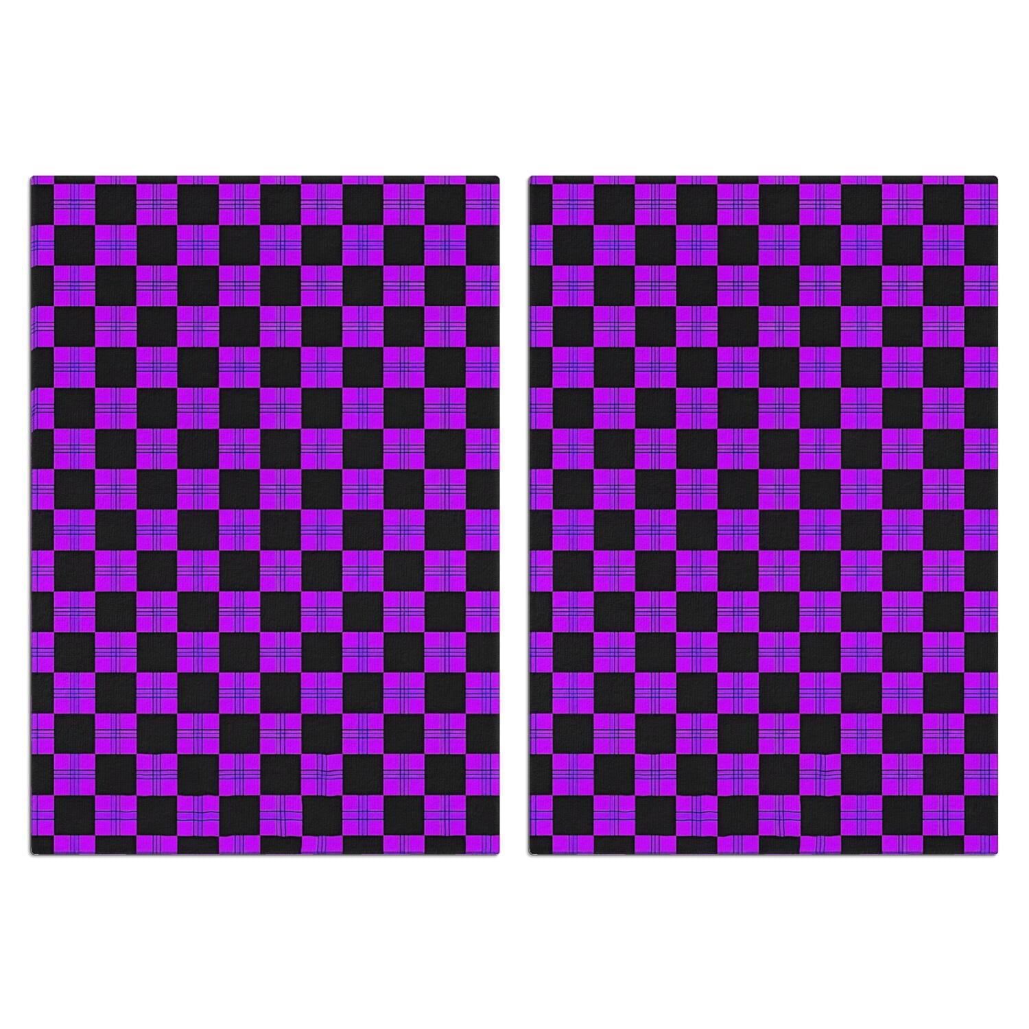 Purple Check Red Purple and Black Checkered Pattern Kitchen Towels Set Of 2, Microfiber ...
