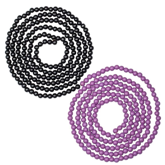 Purple and Black Pair-Set Wooden-Beaded Garlands - for Halloween Decor - Factory Direct Craft