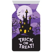 Purple and Black "TRICK OR TREAT!" Printed Haunted House Favor Bags 9"