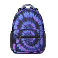 thumbnail image 1 of Purple and Black Tie Dye Pattern Backpack for School, Cute School Bag with Adjustable Shoulder Straps and Padded Back, 15.3"x11"x6.7", 1 of 5