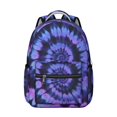 thumbnail image 1 of Purple and Black Tie Dye Pattern Backpack for School, Cute School Bag with Adjustable Shoulder Straps and Padded Back, 15.3"x11"x7.1", 1 of 5