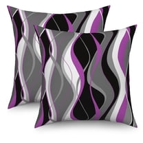 Purple and Black White Throw Pillow Covers 18x18 Set of 2,Modern Abstract Striped Pillowcases for Sofa Couch Living Room