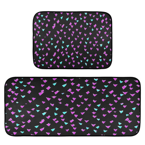 Purple and Blue Arrows 2-Piece Kitchen Carpet Mat Set, Non-Slip Memory Foam, Soft for Kitchen and Living Room Use