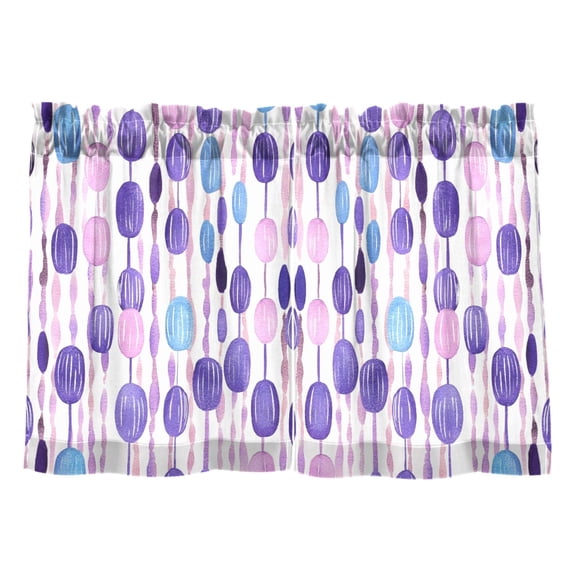 Purple and Blue Bead Pattern Kitchen Curtains Tier Set 27x24 Inch 2 Panels Semi Sheer Light Filtering Privacy UV Protection