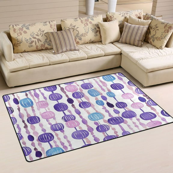 Purple and Blue Bead Pattern Soft Polyester Area Rug 31''x20'', Non Slip, Memory Foam, Water Absorbent