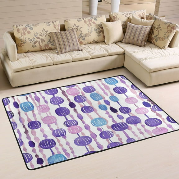 Purple and Blue Bead Pattern Soft Polyester Area Rug 36''x24'', Non Slip, Memory Foam, Water Absorbent