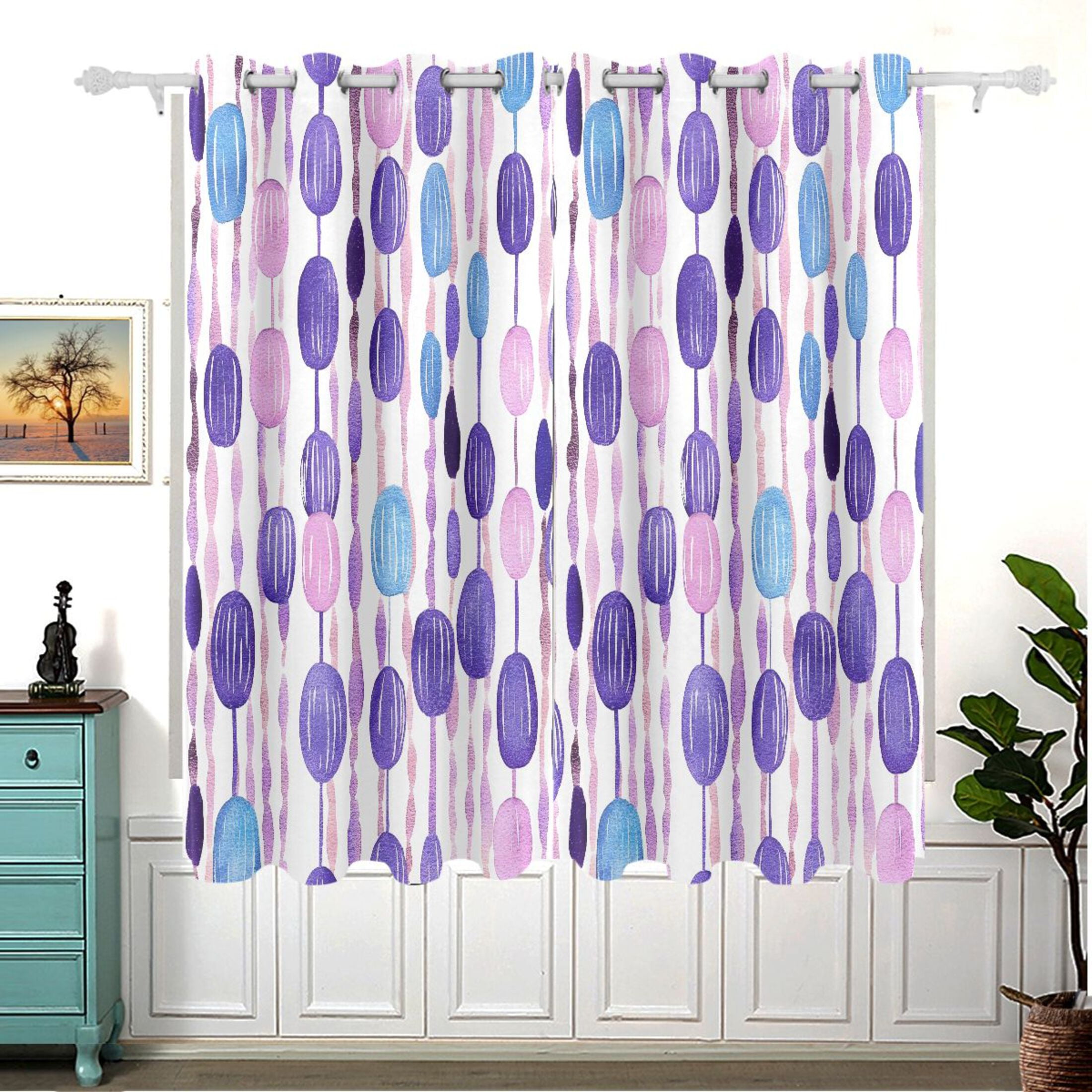 Purple and Blue Bead Pattern Thermal Blackout Curtains 63x55 Inch 2 Panels Grommet Window Drapes for Bedroom Living Room