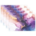 thumbnail image 1 of Purple and Blue Marble 4 PCs Placemats Set Linen Non-Slip Table Mat Rectangular Washable for Dining Kitchen Party 12"x18", 1 of 8