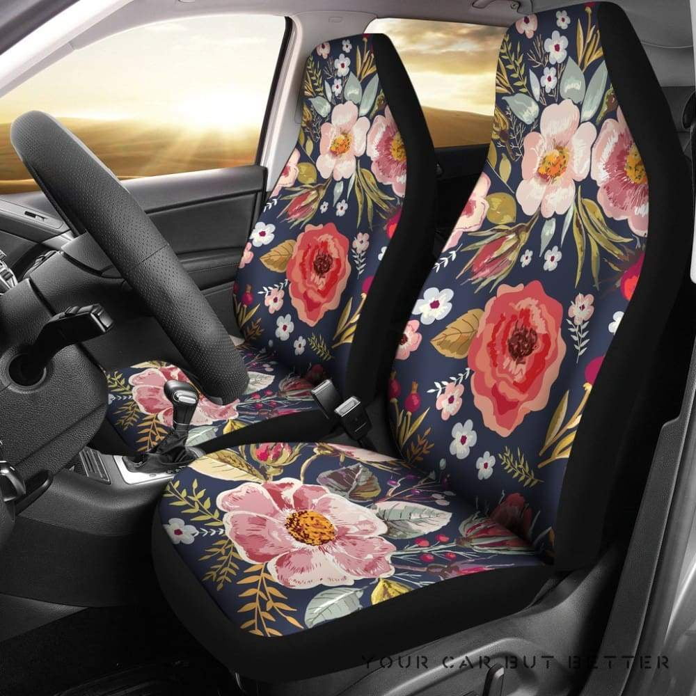 Chaqlin Turtle Car Seat Covers Front Seats Only 2 Pack Hawaiian Hibiscus Car Seat Cushion Protector Universal Fit Truck Suv Van Floral Auto Accessories Wo