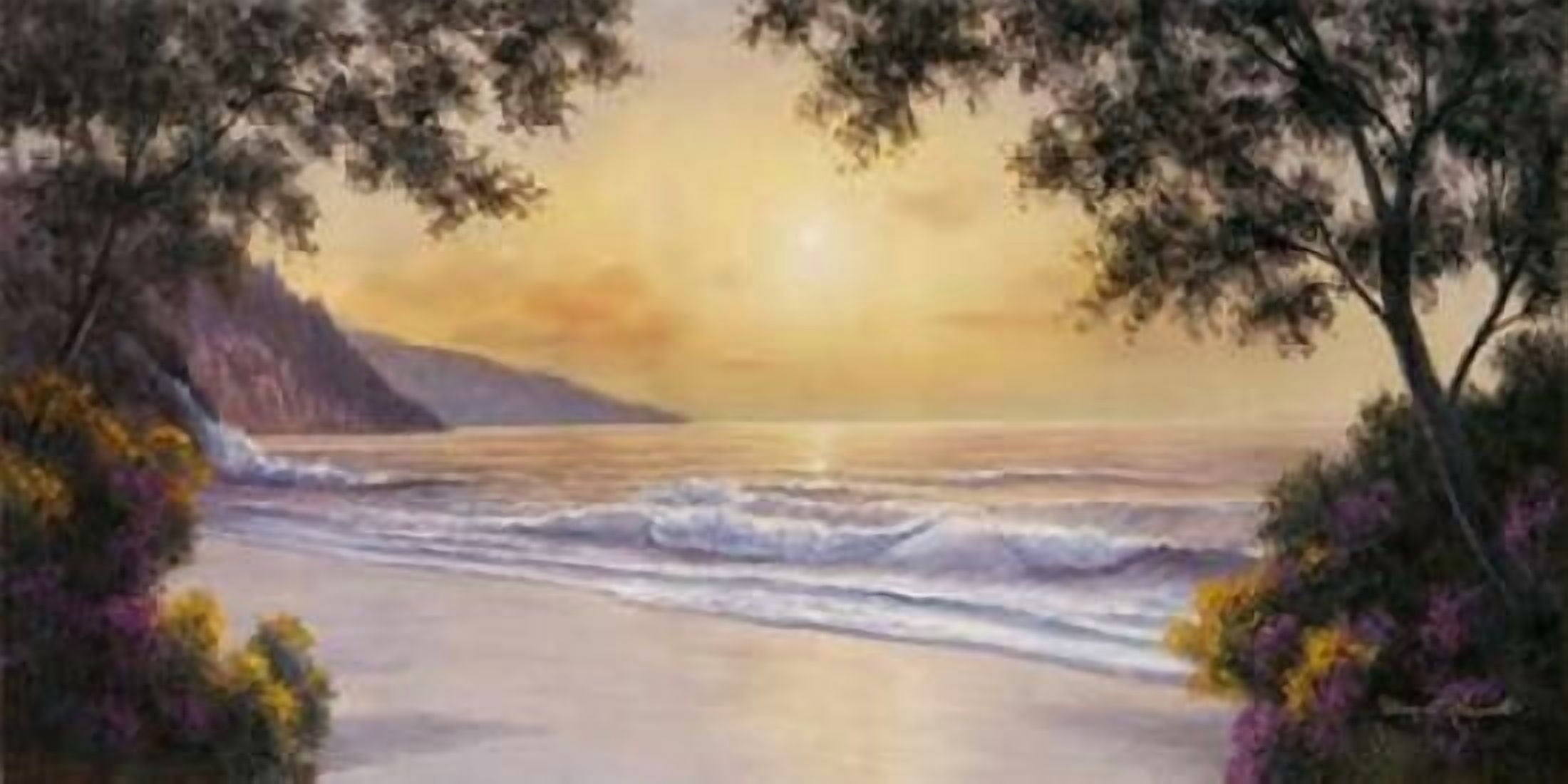 Purple and Gold Canvas Art - Diane Romanello (10 x 20)