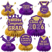 Purple and Gold Class of 2026 Graduation Table Centerpieces