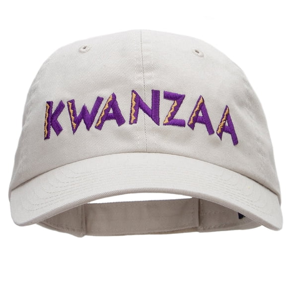 Purple and Gold Kwanzaa Embroidered Garment Washed Cotton Twill Cap - Putty OSFM