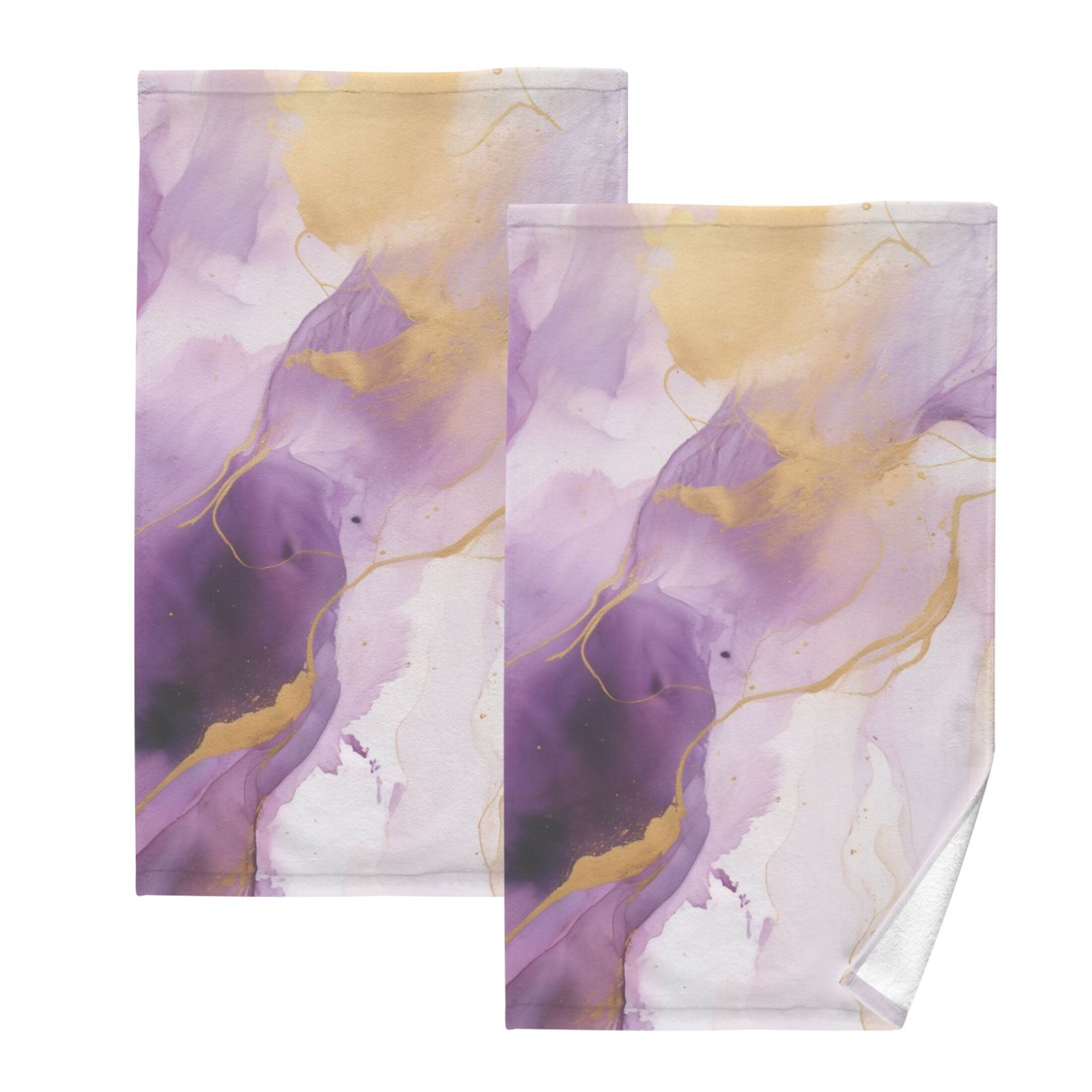 Purple and Gold Marble 2 PCs Cotton Hand Towels Absorbent Face Towel Soft Breathable Towel Set for Bathroom Kitchen Hotel Gym Decoration Walmart