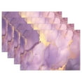 thumbnail image 1 of Purple and Gold Marble 4 PCs Placemats Set Linen Non-Slip Table Mat Rectangular Washable for Dining Kitchen Party 12"x18", 1 of 8
